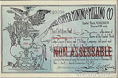 1902 Echo Copper Mining and Milling Company Stock Certificate - Wyoming