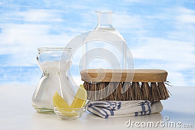 Eco-friendly sodium bicarbonate and brush as a cleaning tool