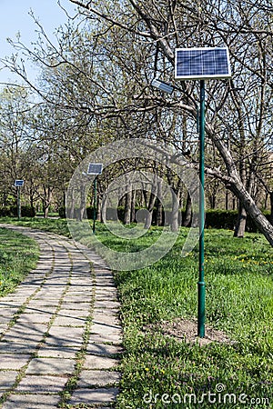 Ecological system of public lighting located in the park