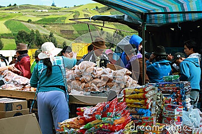 Ecuadorian ethnic woman selling pastries