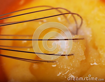 Eggs and sugar in mixing bowl prepare for bake