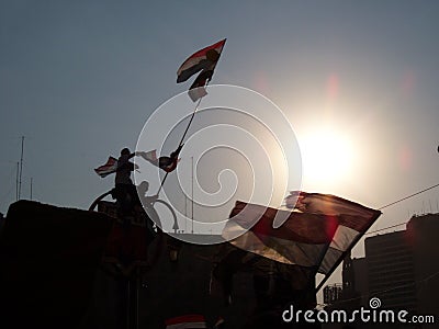 Man with Egyptian flag on Tharir square