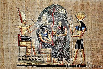 Egyptian gold drawing on papyrus