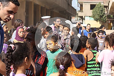 Egyptian kids in party at charity event in giza, egypt