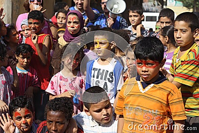 Egyptian kids playing at charity event in giza, egypt