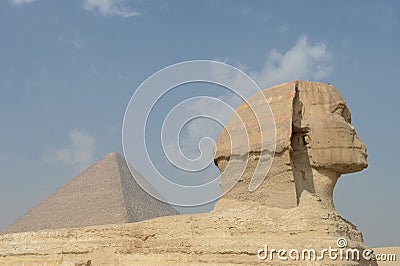 Egyptian sphinx and pyramid