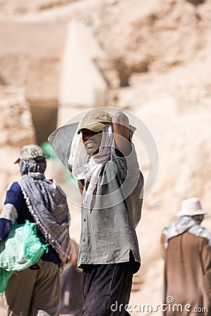 Egyptian worker in Temple Valley, Egypt