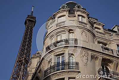 Eiffel Tower and Apartment Building, Paris