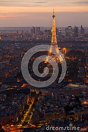 Night Paris. France. Top view.