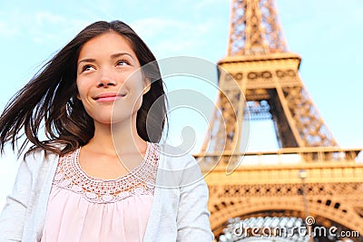 Eiffel tower Paris tourist woman