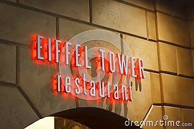 Eiffel Tower Restaurant Sign