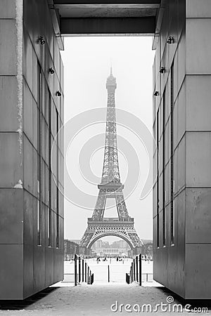 Eiffel tower under the snow