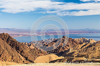 Eilat mountains Red sea.