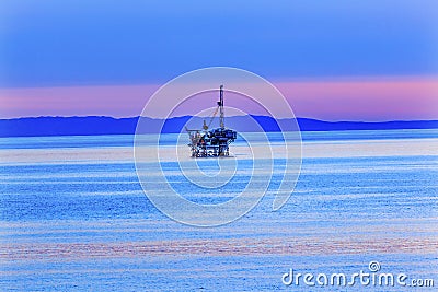 Eilwood Offshore Oil Well Pacific Ocean Sunset California