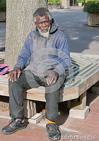 Elderly African american homeless man