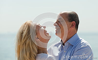 Elderly couple at sea shore