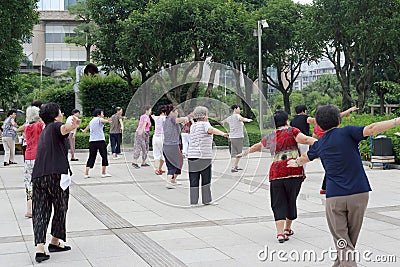 Elderly dancing in the morning