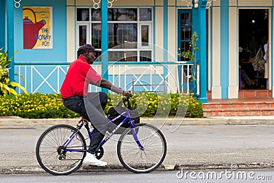 Elderly man riding a bike, Barbados