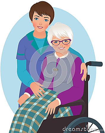 Elderly woman and nurse