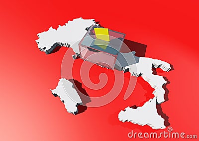 Elections and Urn with a 3d map of Italy