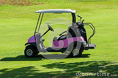 Electric golf buggy on the fairway