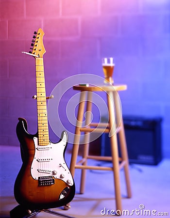 Electric guitar in bar scene