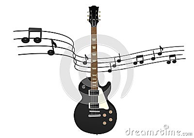 Electric guitar with music notes