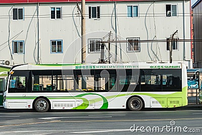 Electric powered hybrid bus of shanghai china