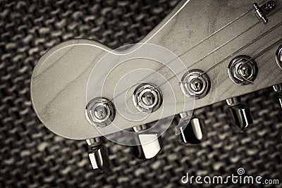 Electrical guitar headstock closeup