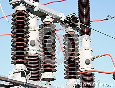 Electrical insulators in a high-voltage power station