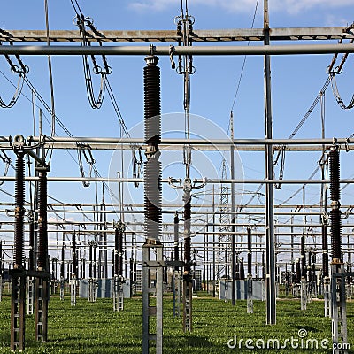 Electrical substation with transformers energy and electricity t