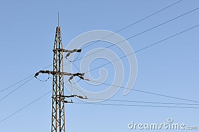Electrical tower in field