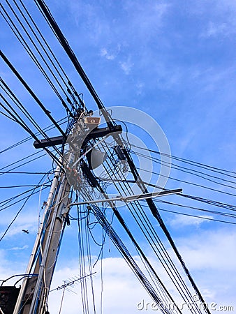 Electricity post on a roof