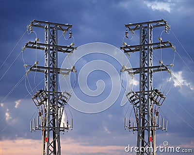 Electricity pylons with high-voltage wires