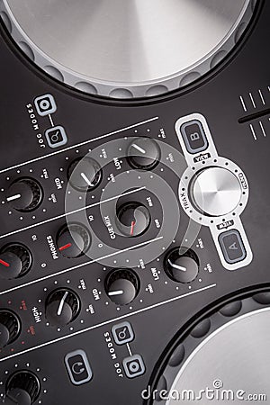 Electronic DJ Mixer close up