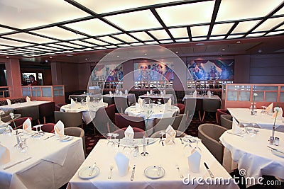 An elegant dining hall in cruise ship