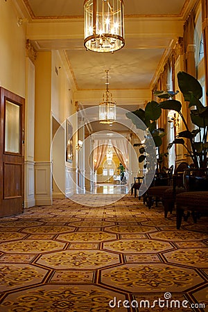 Elegant hallway in an upscale hotel