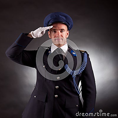 Elegant soldier wearing uniform