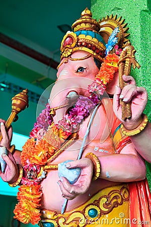 Elephant man sculpture in a hindu temple
