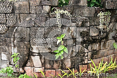 Elephant in old stone wall