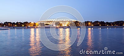 Embankment of the Moskva River and Luzhniki Stadium, night view