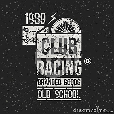 Emblem motorcycle racing club in retro style