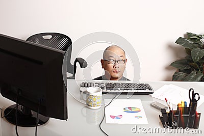 Employee behind desk