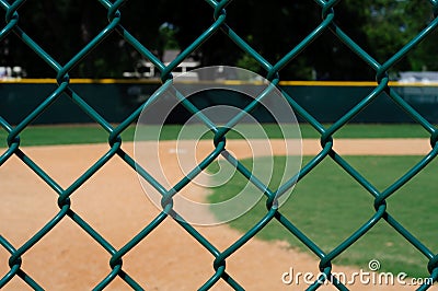 Empty Baseball Field through Fence