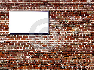 Empty Blank Copy Advertising Sign on Brick Wall