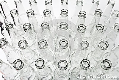 Empty bottles from transparent glass