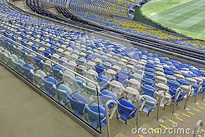 Empty color stadium seats at Maracana football stadium in Rio de Janeiro,Brazil