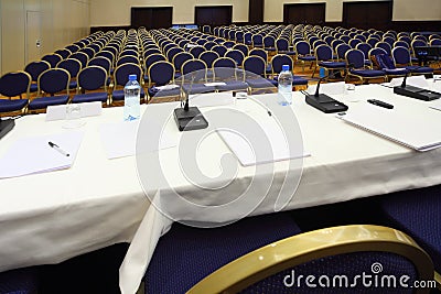 Empty conference hall during a break