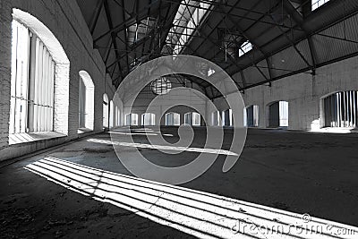 An empty desolate industrial building inside