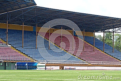 Empty football stadium.